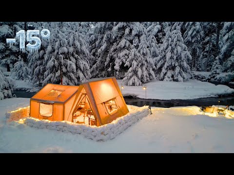 CAMPING WITH AN INFLATABLE TENT IN DEEP SNOW