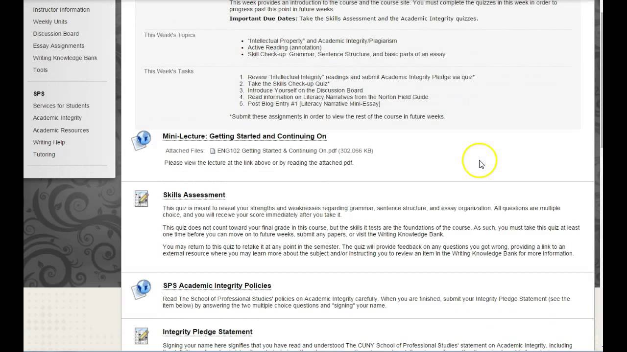 ENG 102: College Writing II Course Tour