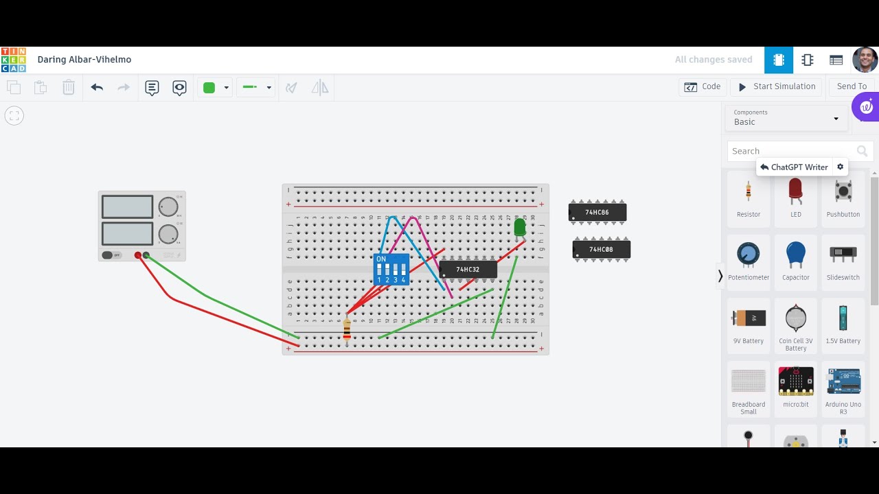 Tinkercad Lab 02 | Logic Gates Circuit Design on Tinkercad
