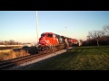 Long CN Freight Train Easily Climbs The Hillside Hill ...