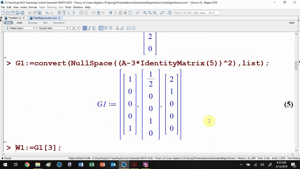 Generalized Eigenvectors