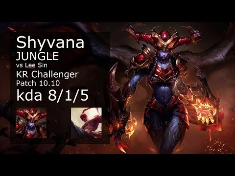 Shyvana vs Lee Sin Jungle - KR Challenger 8/1/5 Patch 10.10 Gameplay