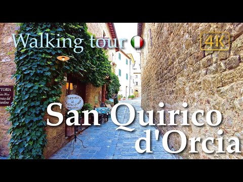 San Quirico d'Orcia (Tuscany), Italy【Walking Tour】History in Subtitles - 4K