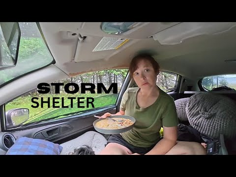 Thunderstorm Car Camping in the U.P. Michigan (HEAVY RAIN + CAMP INTRUDER)