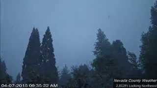 preview picture of video 'Time lapse movie- Snowy day in Nevada City 4/7/2015'