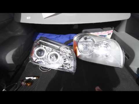 How to replace Headlights for 2006 Dodge Magnum Dual Halo Led Chrome Clear Projector Head Lights