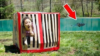 TRAPPED IN BOX FORT MONSTER CAGE (24 HOUR OVERNIGHT CHALLENGE)