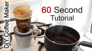 DIY Coffee maker in 60 seconds with household items. (Coffee Pour Over Method) #coffeehacks