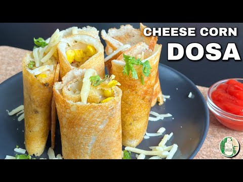 CORN CHEESE DOSA | INDIAN STREET STYLE CORN CHEESE DOSA RECIPE - SATTVIK KITCHEN