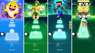 Dancing road battle 🦈 vs Brazil girl 🇧🇷 vs Minecraft Steve ⛏️ vs SpongeBob 🧽 | V Gamer 🔥