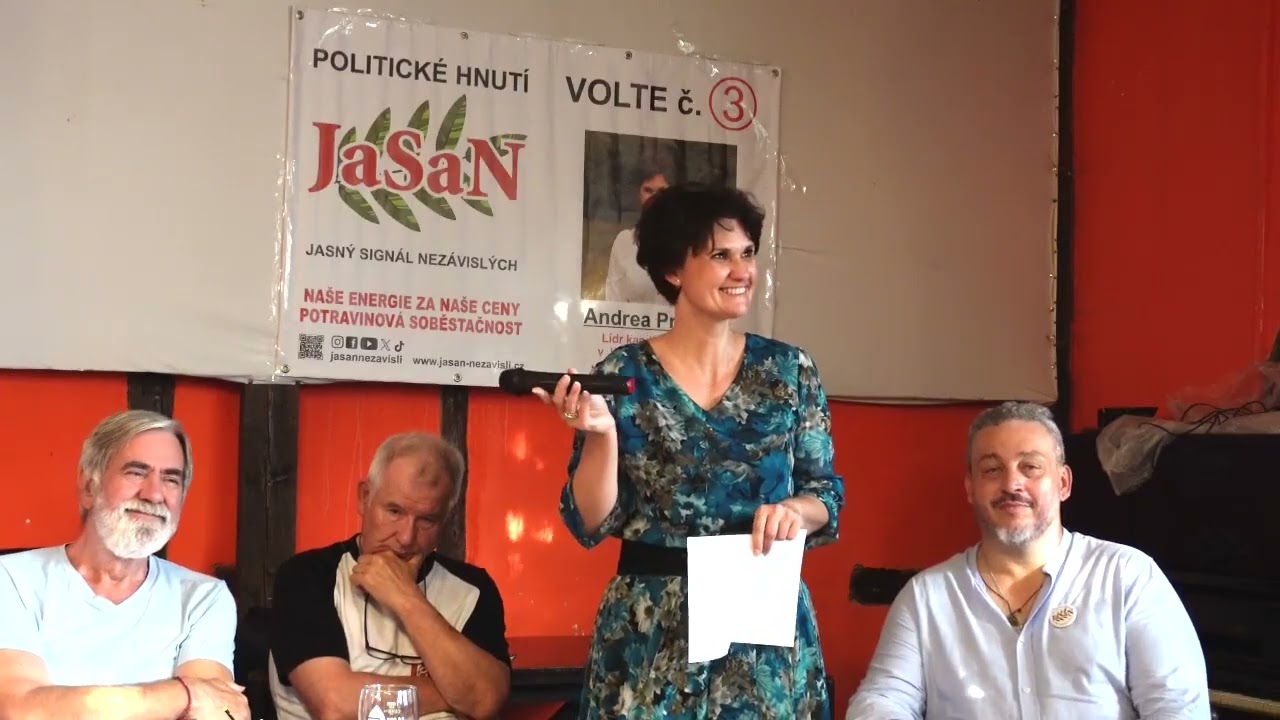 Vítek Pilmaier a  kandidáti JaSaN-u na besedě v Brně