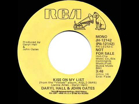 1981 Daryl Hall & John Oates - Kiss On My List (mono radio promo 45)