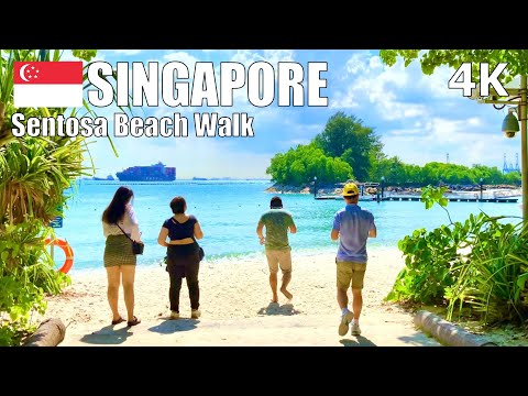 Beautiful Sandy Beaches at Sentosa, Singapore 🇸🇬 – Sunny Day Virtual Walking Tour
