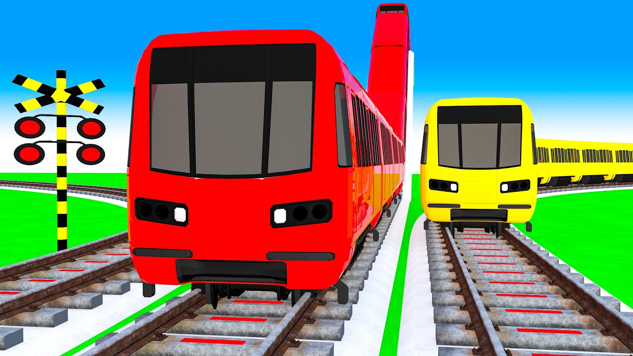 【踏切アニメ】あぶない電車 スマートトレイン 5 Train Crossing 2026 【カンカン】 Fumikiri 3D Railroad Crossing Animation Train #1