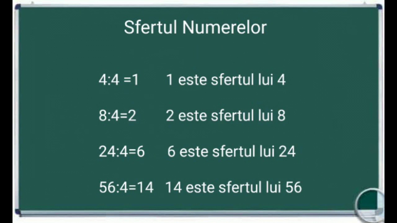 Calculati Sfertul numarului care este sfertul numerelor exemple exercitii matematica