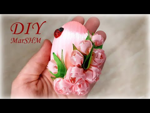 Делаю их сотнями! Где я покупаю материалы? Декорирование Пасхального яйца канзаши мк Лентофф