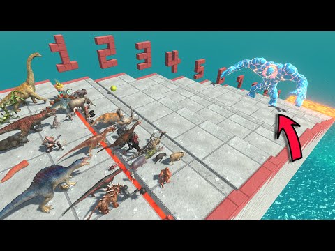 Blue Golem Challenge | 10 Levels of Lava Stairs - Animal Revolt Battle Simulator