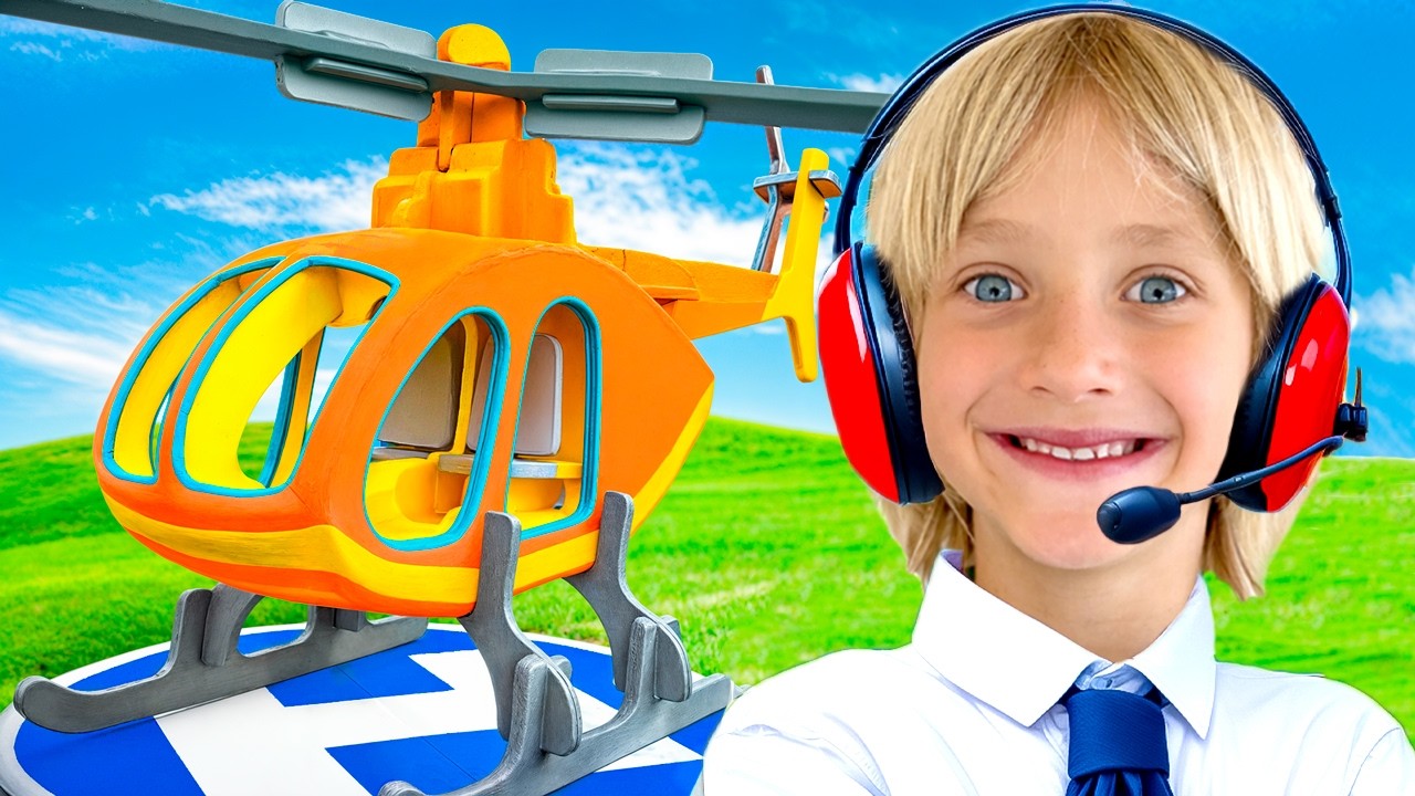 Kids Helicopter Adventure with Katya and Dima