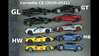 11 Variations of Corvette  C8 in 1:64 diecast