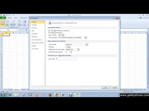 Microsoft Office Excel 2010 Customizing the environment using excel options