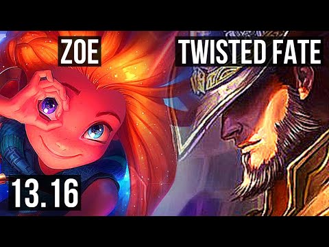 ZOE vs TWISTED FATE (MID) | 9/0/10, 1600+ games, Legendary, 800K mastery | KR Grandmaster | 13.16