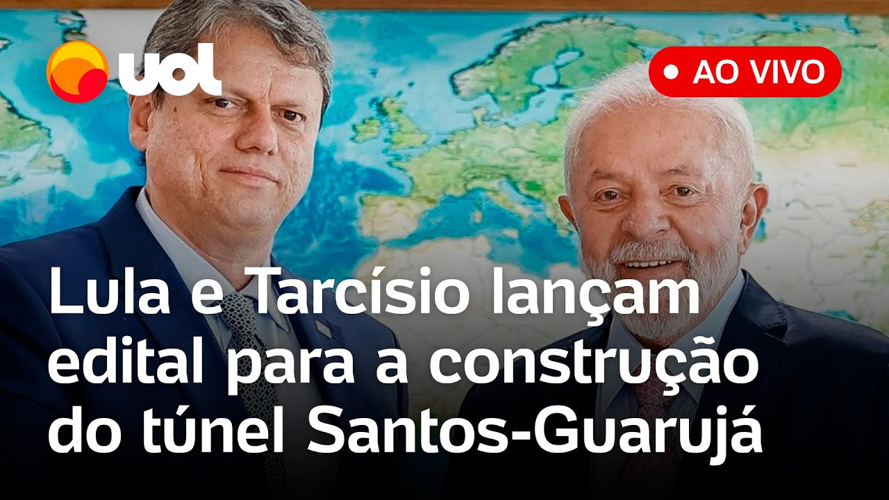 Lula e Tarcísio de Freitas lançam edital para construção do túnel submerso Santos-Guarujá; assista