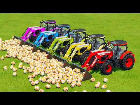 LOAD AND TRANSPORT DINOSAUR EGGS WITH LANDINI & FENDT TRACTORS - Farming Simulator 22