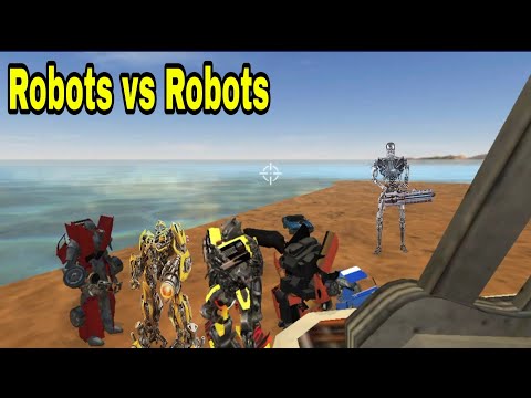 Robots Vs Robots In Vegas Crime Simulator | Robots attacked ufo