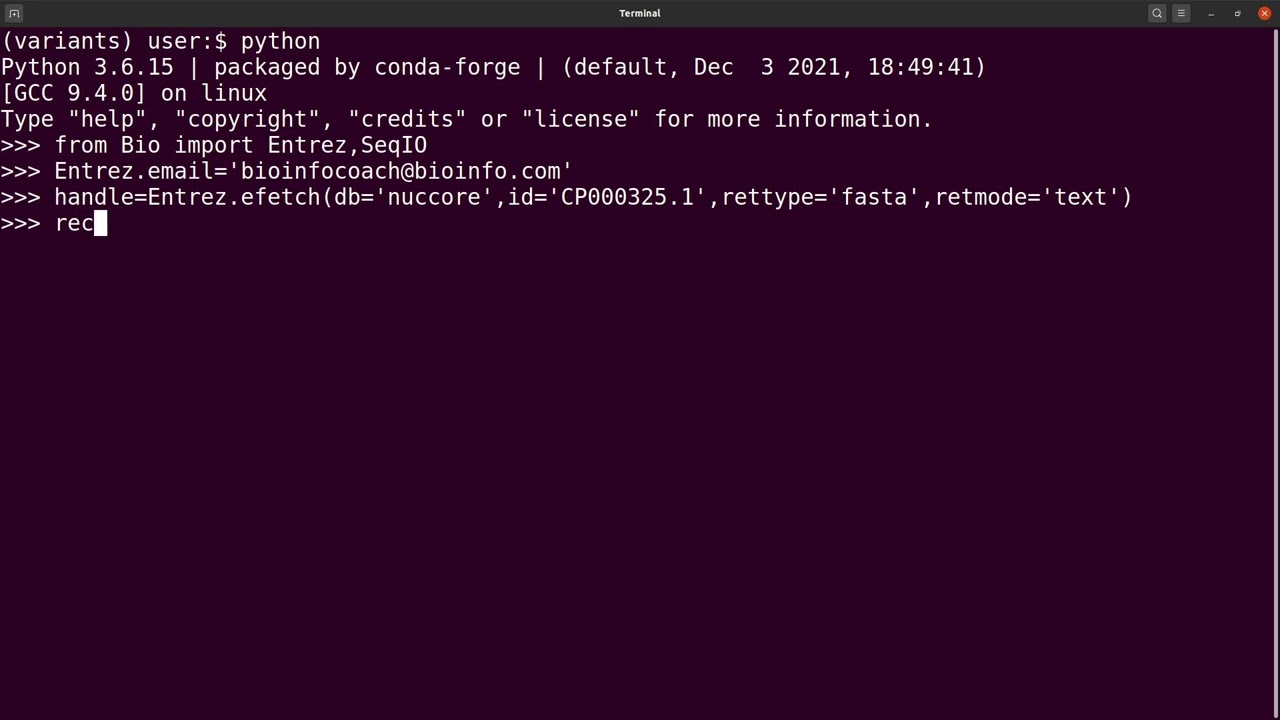 BioPython for Bioinformatics  | How to Download Sequences from NCBI