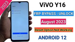 Vivo Y16 Frp Bypass Android 12 | New Security 2023 | Vivo Y16 Google Account Lock Remove | Aug 2023