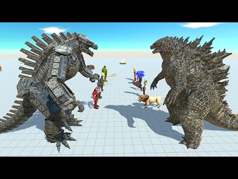 TEAM GODZILLA 2021 VS TEAM MECHA GODZILLA - Animal Revolt Battle Simulator