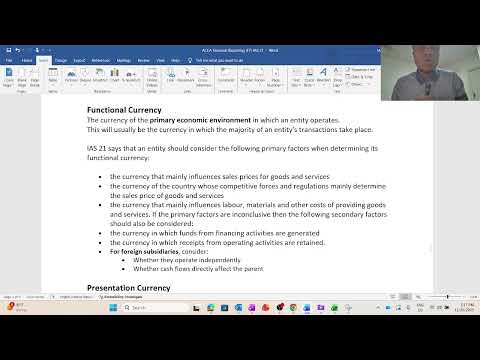 ACCA F7   Effect of Changes in Foreign Exchange Rates  IAS 21