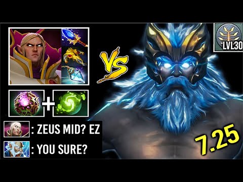 EPIC Sh*t Zeus Mid vs Invoker Crazy 185k Damage Even BKB Can't Help vs God Immortal Rank 7.25 Dota 2