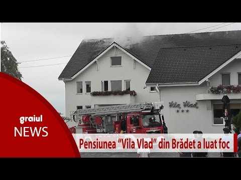 Pensiunea Vila Vlad din Bradet a luat foc in timpul furtunii