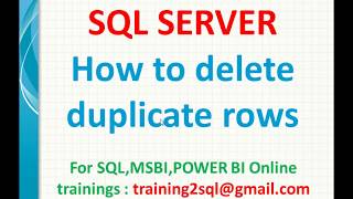 How to delete duplicate rows in sql | Identify duplicate rows in sql server
