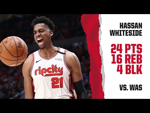 Hassan Whiteside (24 PTS, 16 REB, 5 BLK) Highlights | Trail Blazers vs. Wizards