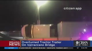 Overturned Tractor Trailer On Verrazzano Bridge