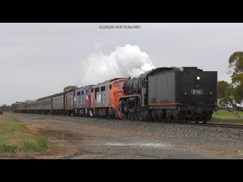 AUSTRALIAN MAINLINE STEAM TENDER FIRST RUNNING IN REGIONAL VICTORIA & COUNTRY GRAIN TRAINS