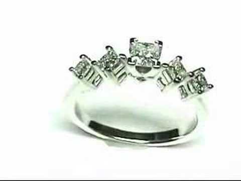 Princess Cut 5 Stone Kite Shape Diamond Engagement Ring