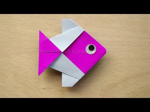 Origami Fisch falten 🐟  Einfachen Fisch basteln mit Papier - Basteln mit Kindern