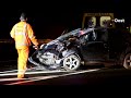 Auto eindigt op zijn kop op de N36 bij Almelo