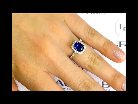 2.50 ct Sapphire Halo Engagement Ring