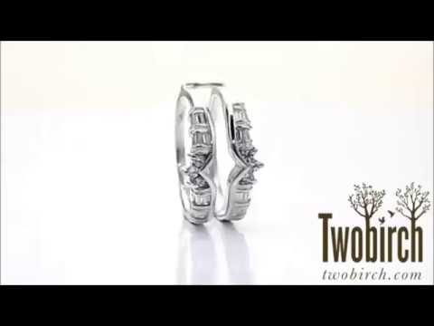 0.7ct. Baguette and Round Bar Set Chevron Ring Guard - TwoBirch TB-GUARD-0027-WG-J