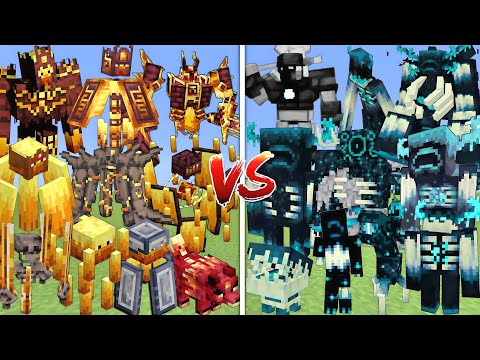 ALL MUTANT BLAZES VS ALL MUTANT WARDENS ALLIANCE MOBS BATTLE IN MINECRAFT