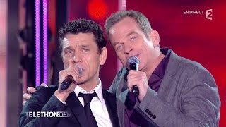 Garou et Marc Lavoine chantent &quot;C&#39;est ça la France&quot; sur le plateau du Téléthon 2015 - 04/12/2015
