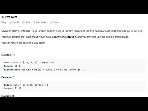 Leetcode Two Sum Solution Explained Coding Interviews Challenge