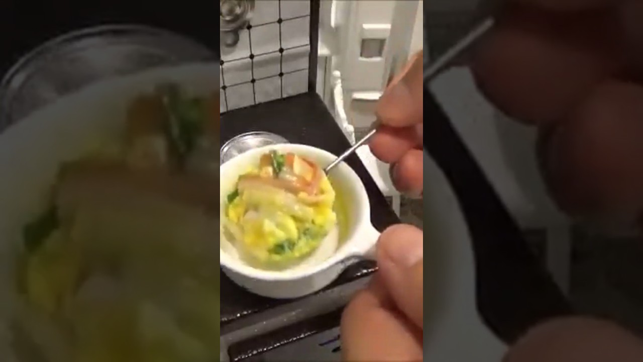 【 ミニチュア料理 】 天津飯 本当に食べられるミニチュア料理  #miniaturecooking  #tinyfood #minifood #tinykitchen #minikitchen