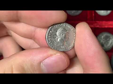 Ancient Roman silver coin of emperor Trajan