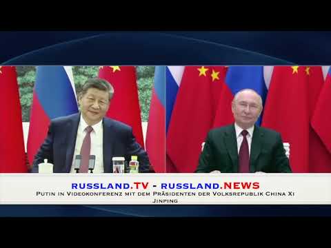 Putin in Videokonferenz mit dem Präsidenten der Volksrepublik China Xi Jinping