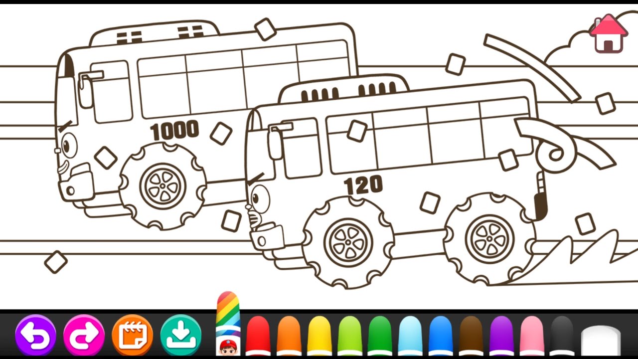 43 Mewarnai Tayo |  Tayo Coloring | Mewarnai Mobil